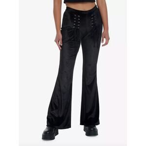 Sold Out Just Polly Black Velvet Corset Lace Up Pants Plus Size 2X NWT
